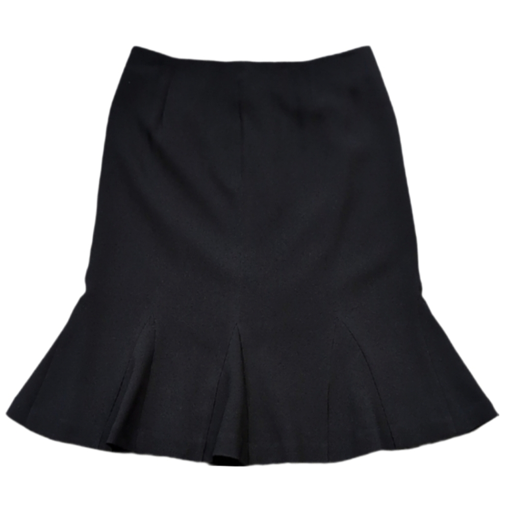 Bianca Nygard Black Trumpet Skirt Womens Size 4 Pleated Mermaid Flare Hem
